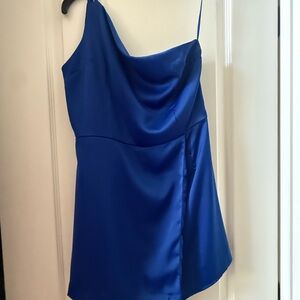 Glam Royal Blue Satin Romper